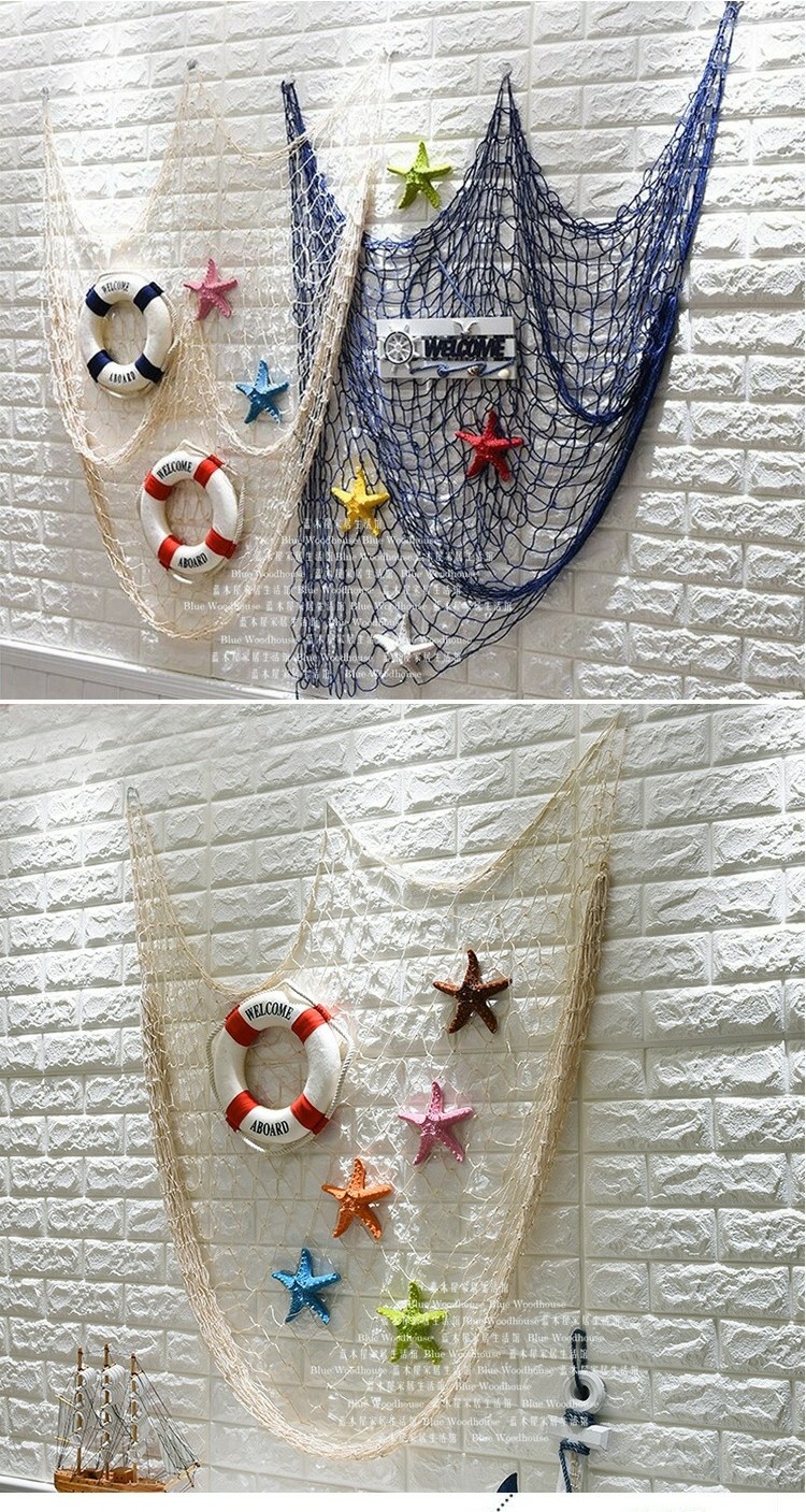 装饰渔网地中海风格渔网墙面装饰海洋主题幼儿园环创材料墙上装饰创意
