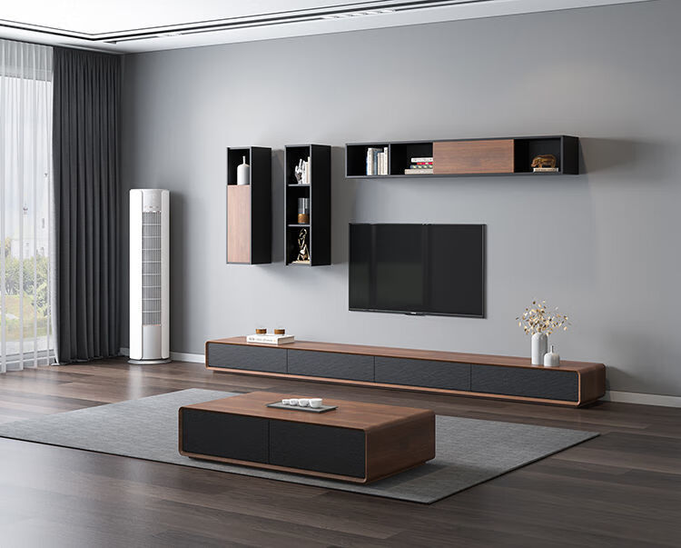 奥易福茶几电视柜黑白现代简约小户型客厅茶几电视柜组合北欧电视柜