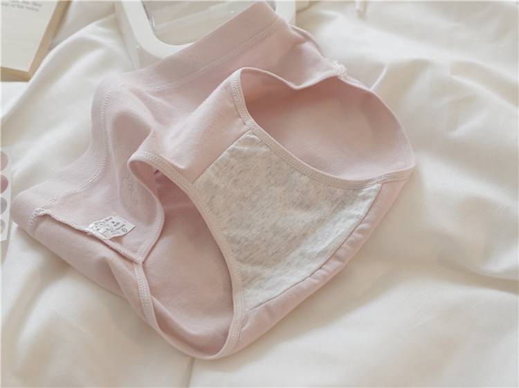 浪莎5条装学生简约纯色纯棉透气坑条纹内裤女三角少女全棉女短裤头底