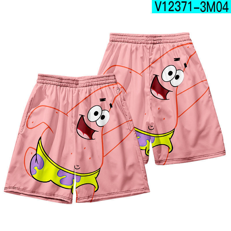 2021夏季新款沙滩裤男派大星情侣装休闲沙滩裤潮卡通10图短裤xxl