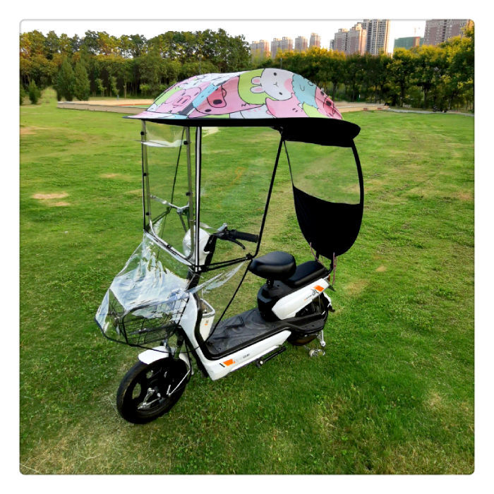 电动车雨棚蓬新款侧挡小型电瓶自行车挡雨棚踏板车防风加厚遮阳伞车子