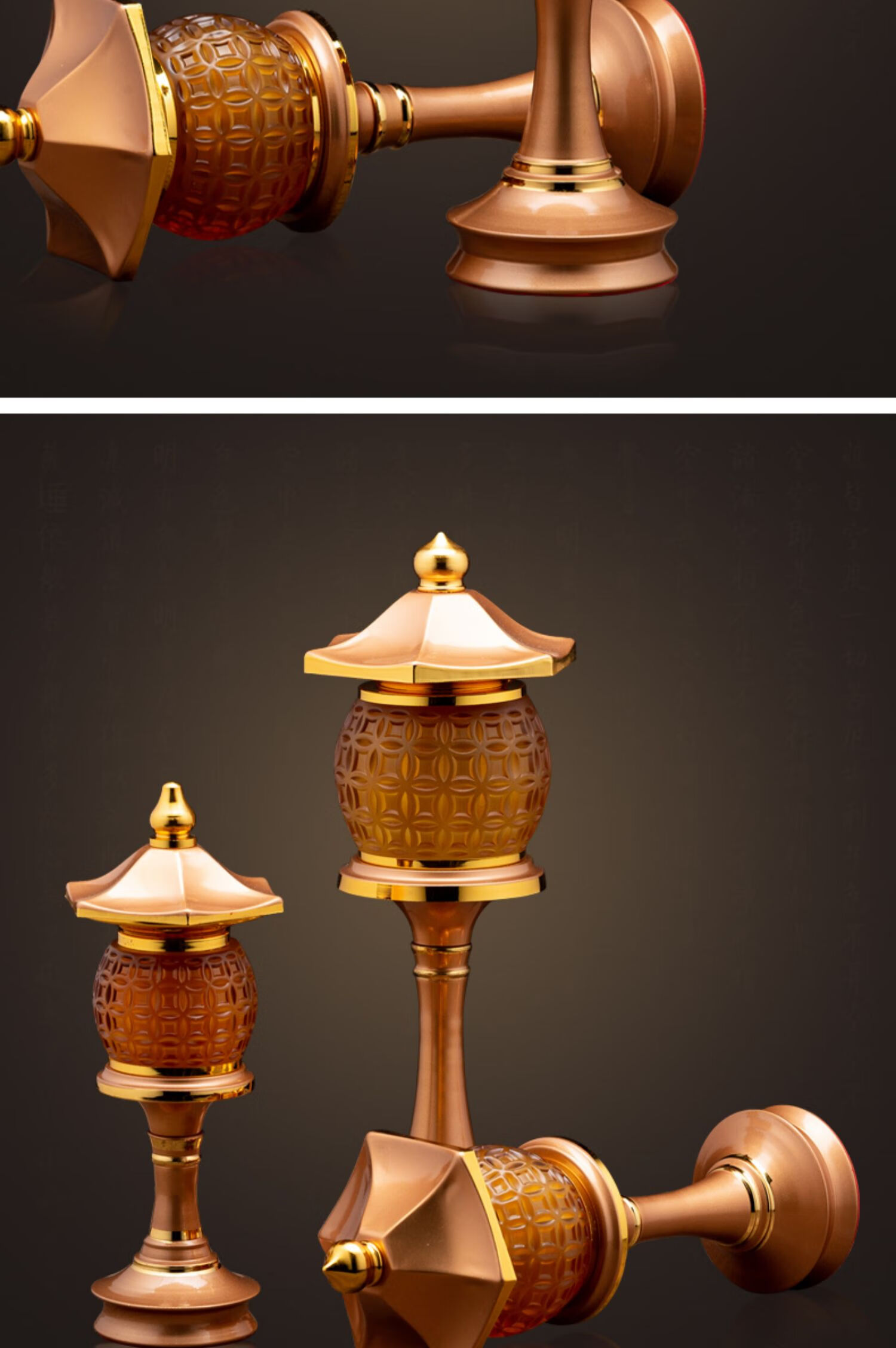 供佛灯家用财神灯莲花灯长明灯佛堂蜡烛灯佛前供灯插电一对 黄水晶