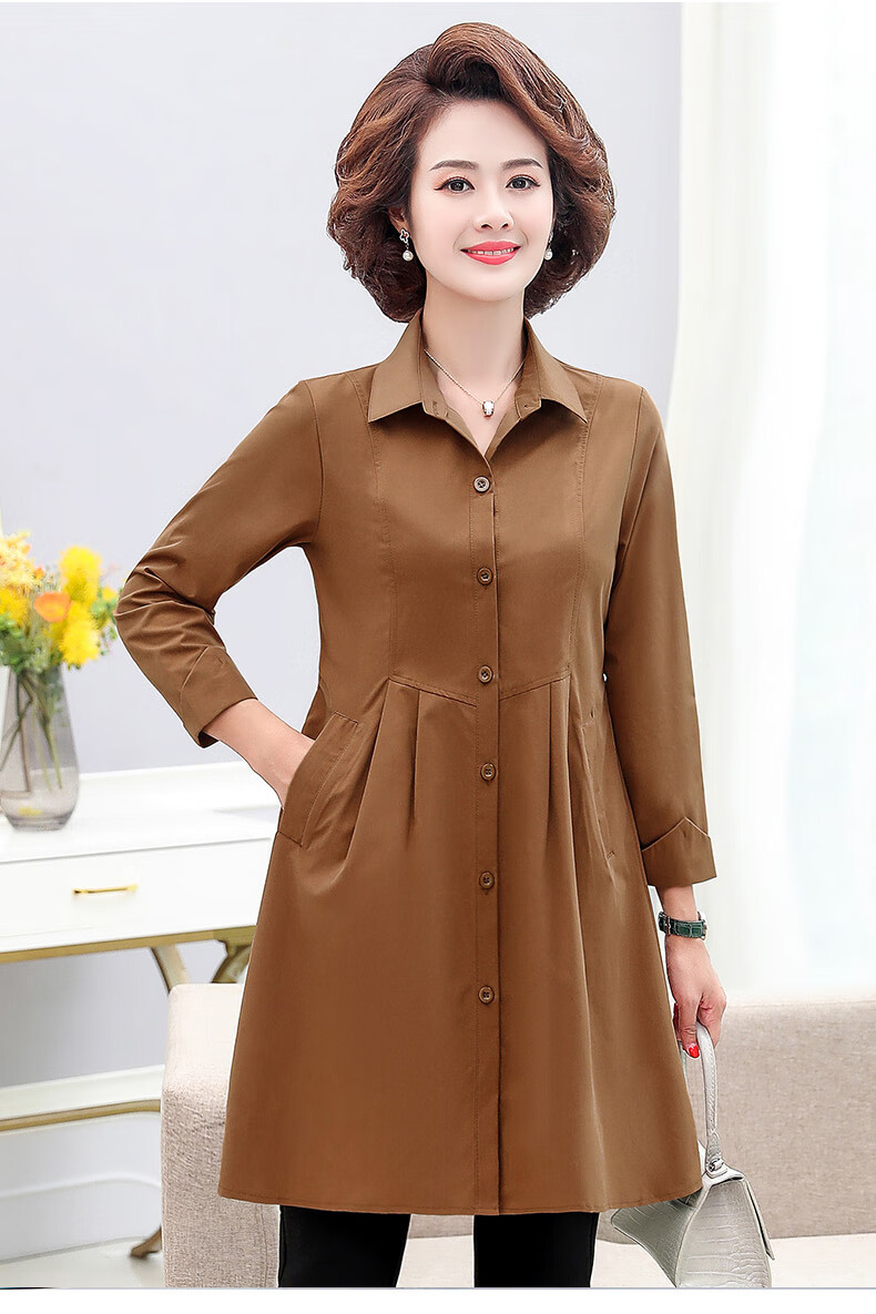 40至50岁的女秋天穿的春秋装中老年女装薄褂子中长款中年人洋气妈妈装