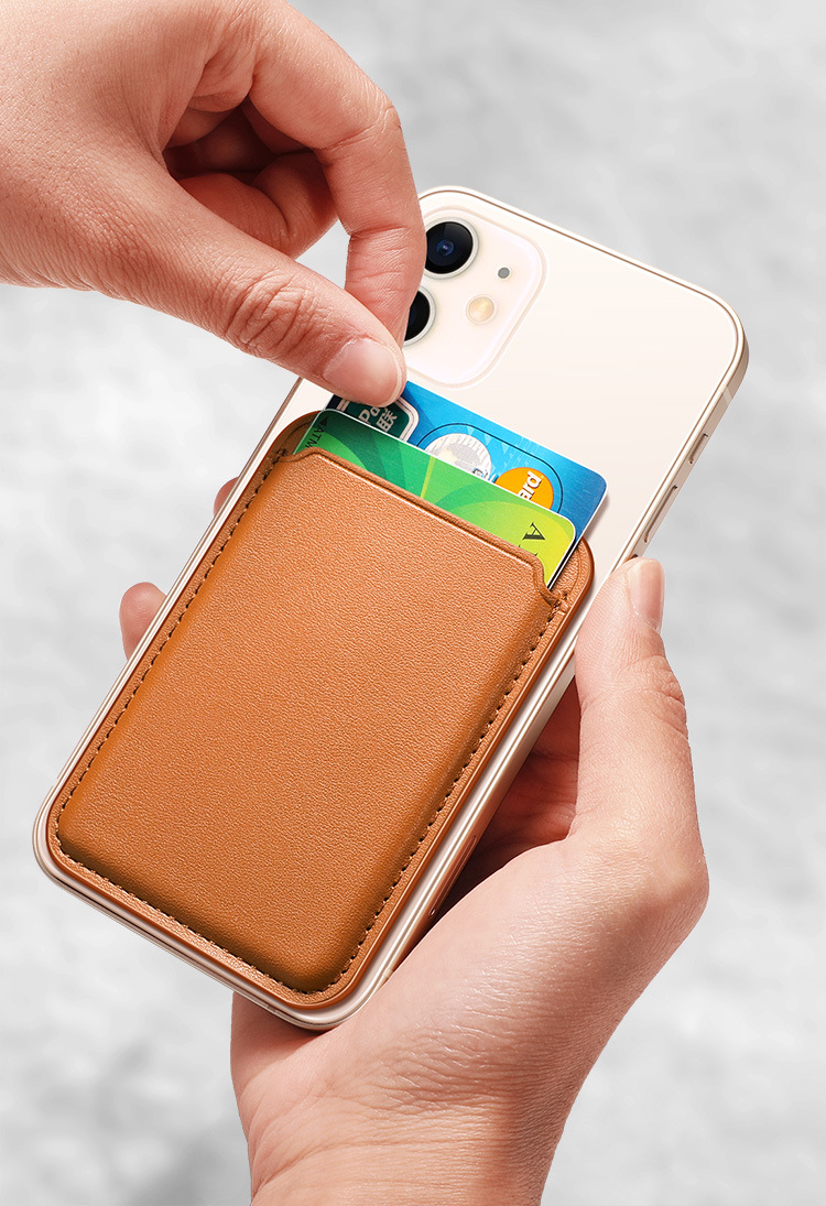 曼笃适用于magsafe磁吸卡包苹果12背贴iphone12手机壳磁力皮革卡套 二