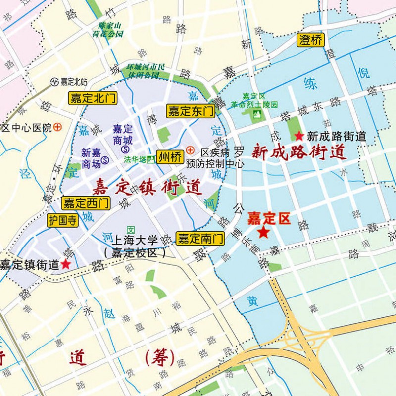 上海市嘉定区地图2020新版上海郊区交通旅游便民出行指南地铁景点