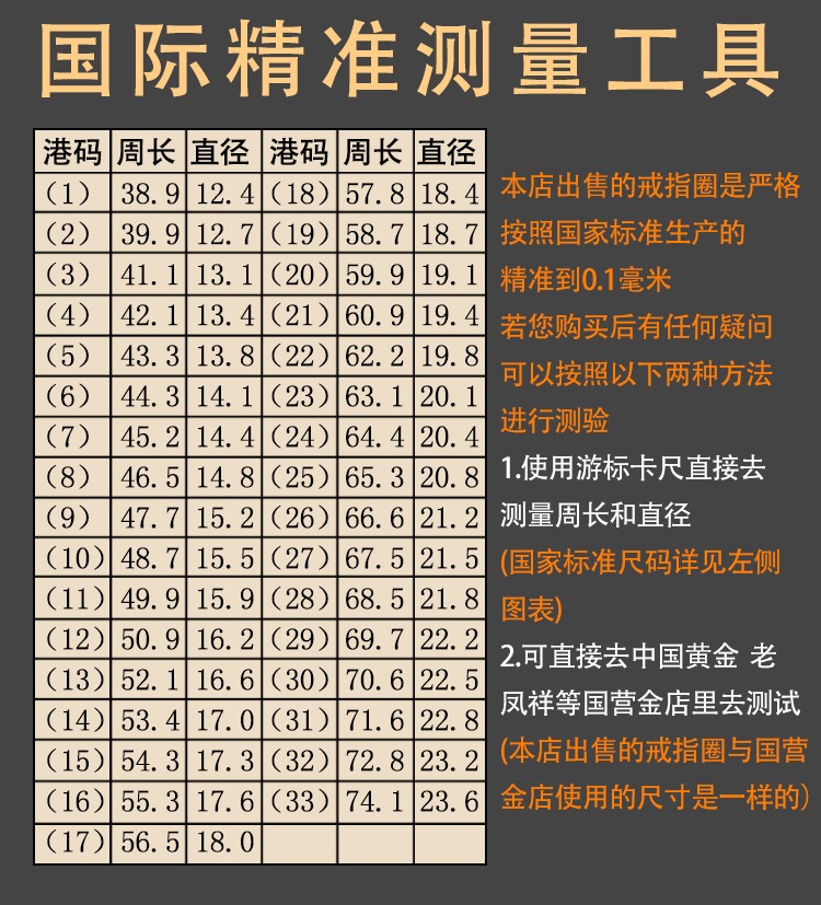 雷帕汀戒指棒港度戒指尺寸测量圈量指围大小手寸圈口尺码整形棒工具全