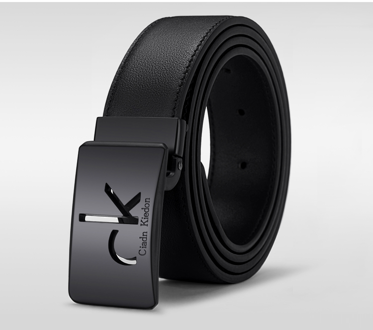 ck皮带 男士皮带平滑扣头层牛皮腰带男款休闲时尚板扣裤带长款男士
