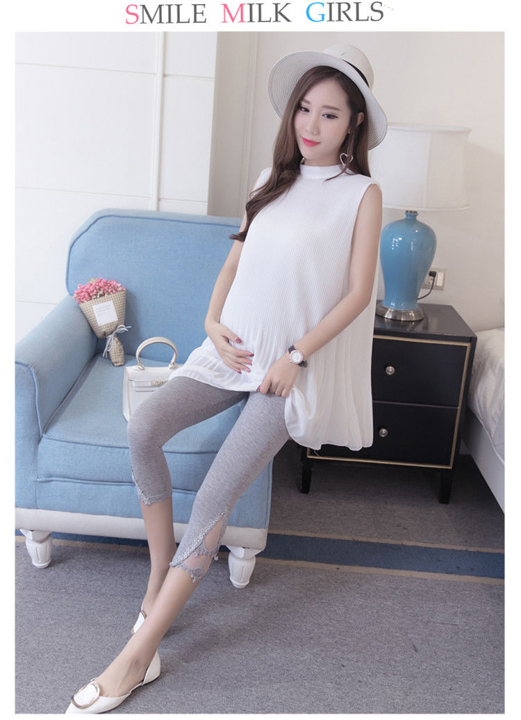 孕妇裤七分打底裤夏季薄款莫代尓高腰托腹夏装弹力修身孕妇小脚裤七分