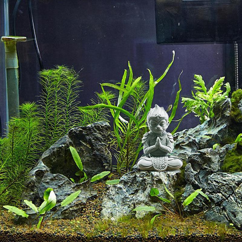 drontal 齐天大圣摆件 鱼缸造景装饰水泥佛像佛头中式水族仿真石像孙