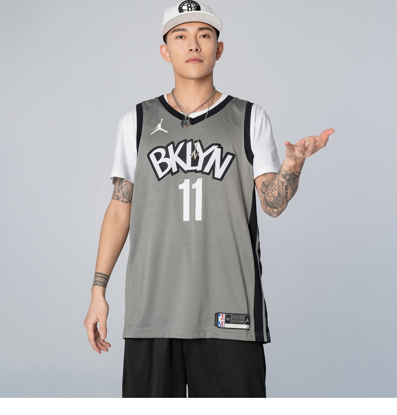 nba-nike耐克 布鲁克林篮网队 欧文 jordan sw 男子球衣 cv9469 灰色1