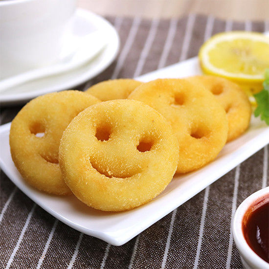冷冻开心薯饼油炸小吃半成品土豆饼薯条蓝顿旭美笑脸薯饼4斤装10包酱