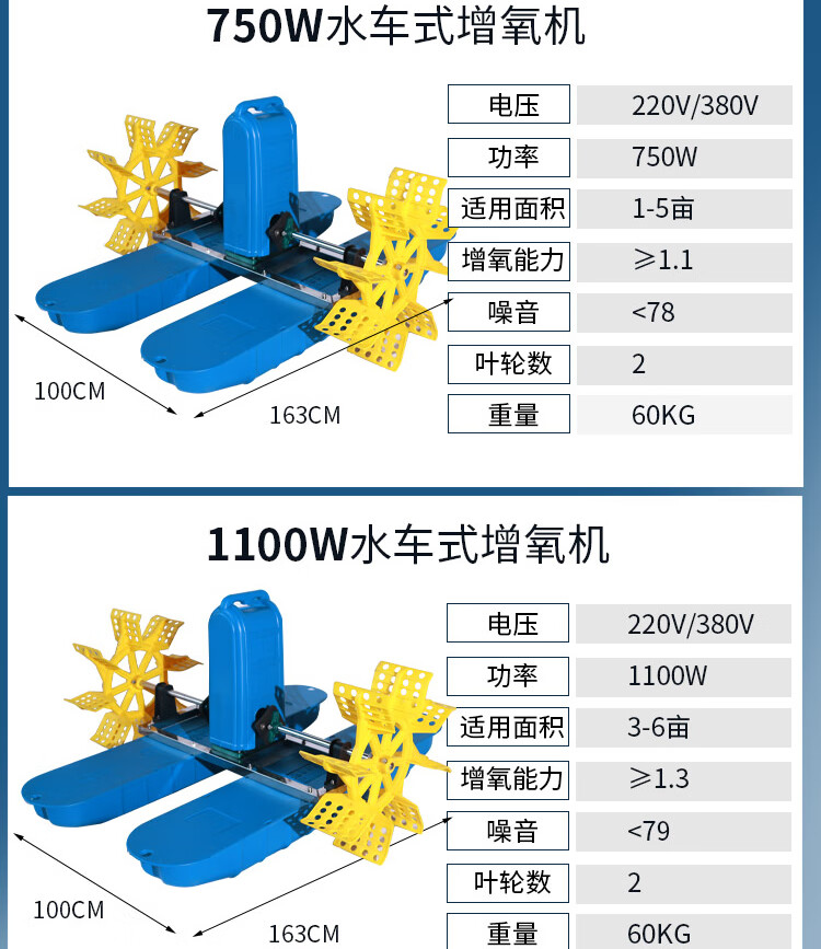三相电水车式增氧机 新型水车式鱼塘增氧机曝气鱼塘叶轮式池塘鱼池