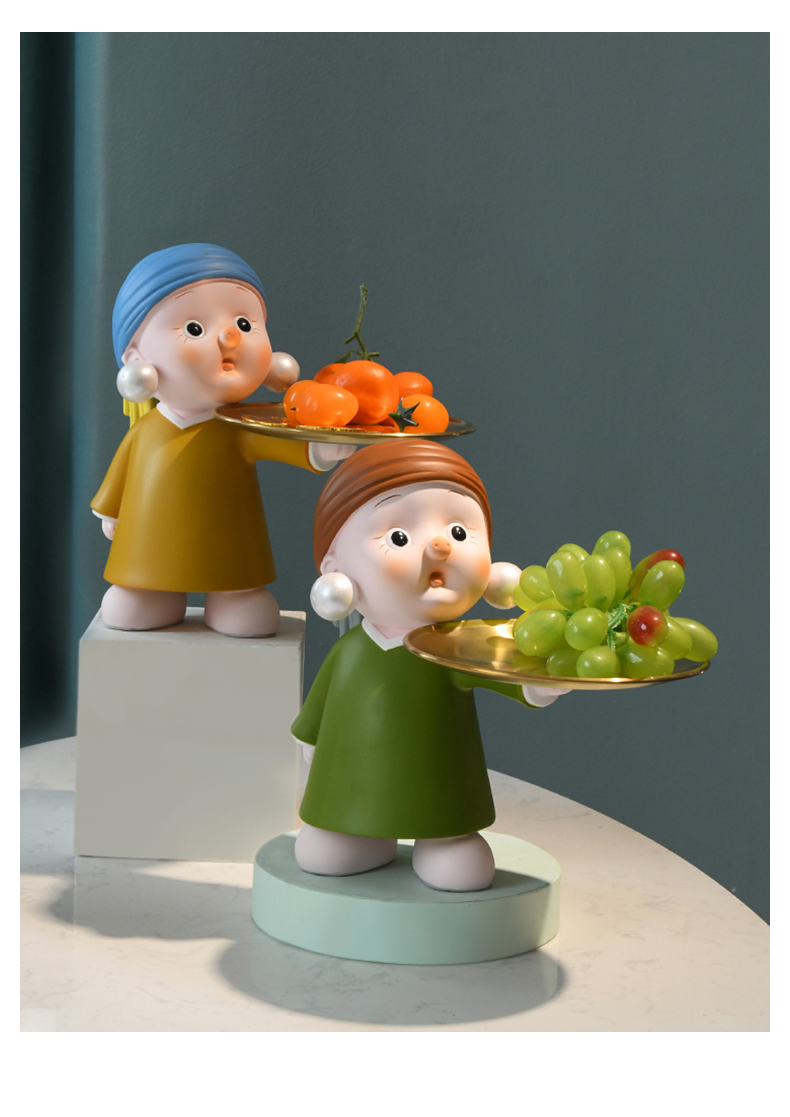 带珍珠耳环的少女戴珍珠耳环少女摆件创意家居客厅装饰品玄关进门放