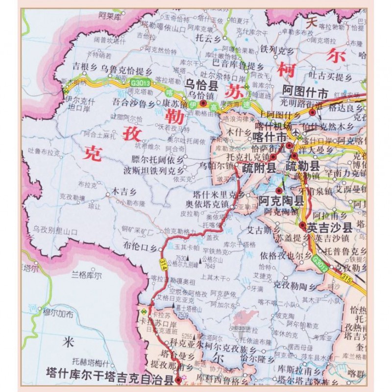 2019新版新疆地图纸质加盒新疆行政区划地图详细到村庄新