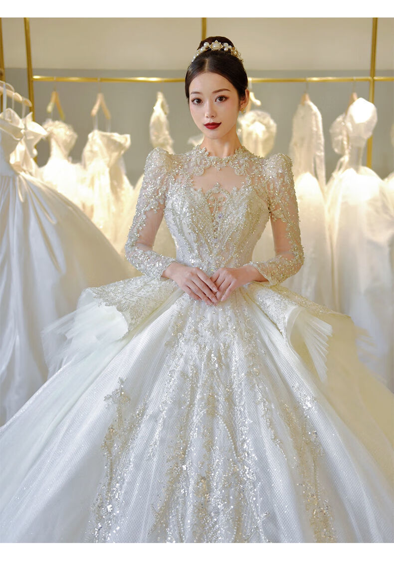 品质精选官方自営高端轻奢品牌法式宫廷风主婚纱女2022新娘新款大拖尾