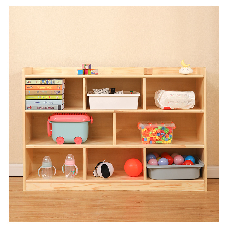 幼儿园区角柜幼儿园书包柜实木玩具柜区域蒙氏教具柜区3格樟子松