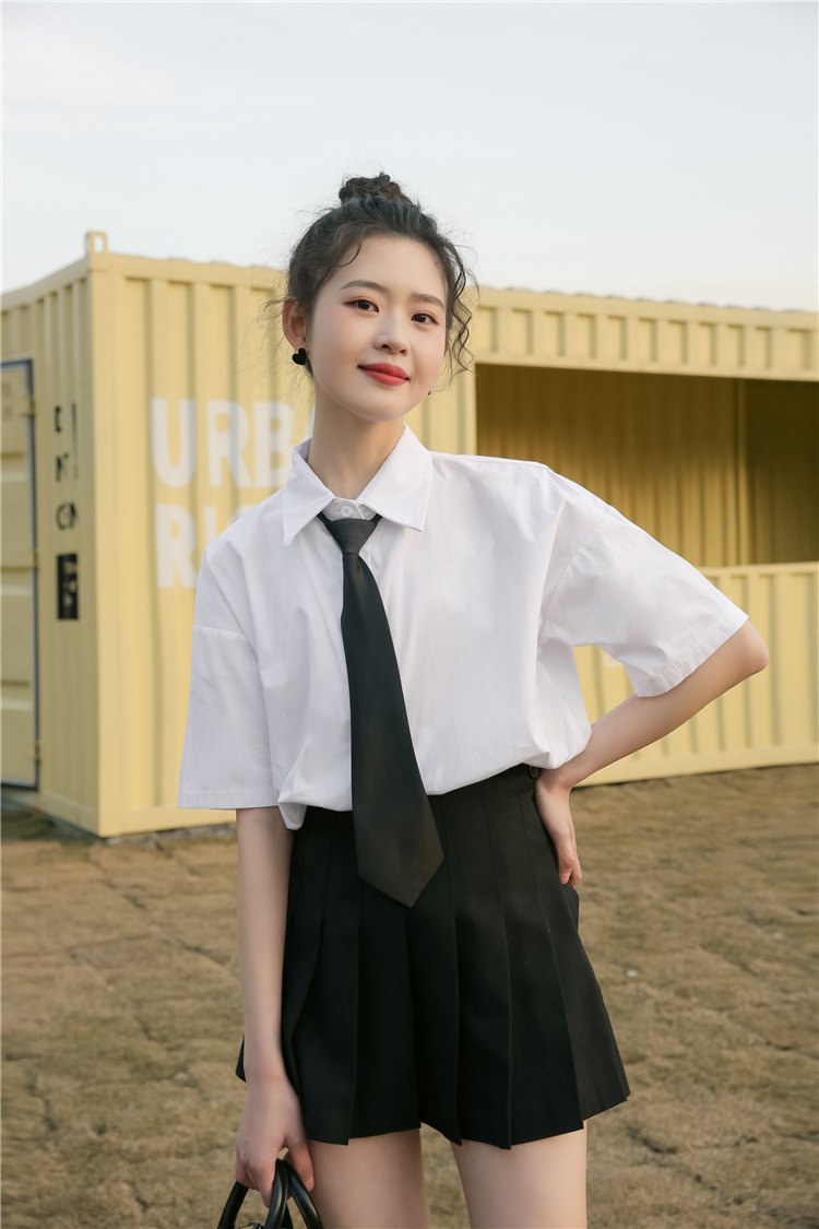 短款短袖上衣高中生少女生夏天衣服初中生女装中学生女孩热天衬衣29