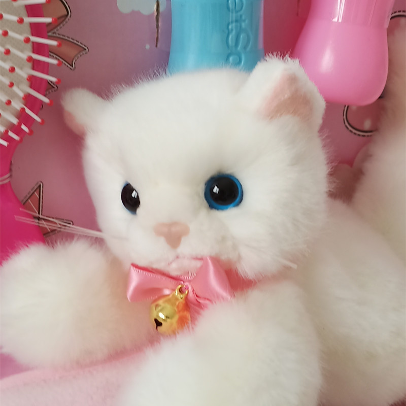 小猫咪布娃娃玩具韩国毛绒软公仔仿真小白猫可爱发声会叫玩偶生日女孩