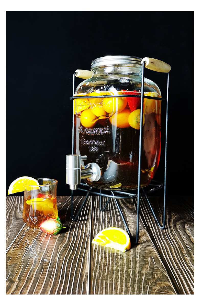 可乐桶扎啤酒可乐桶带龙头玻璃容器泡酒瓶甜品台器皿酵素桶自助饮料桶