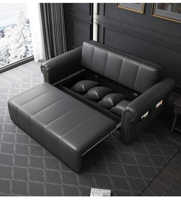 真皮沙发床折叠床沙发床办公室沙发床美式沙发床两用可折叠多功能轻奢