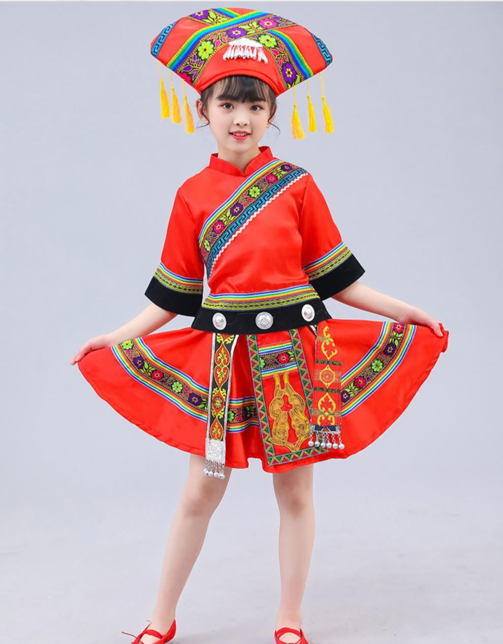 新款儿童壮族服装女广西少数民族服饰男童幼儿园服女童舞蹈演出服擎嵘