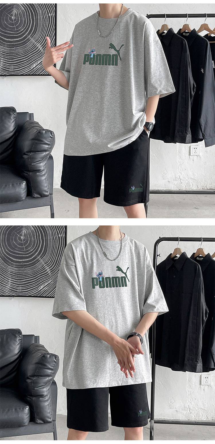 慕甸痞帅男装套装夏季2021新款一套搭配短袖t恤潮流帅气宽松潮牌短裤d