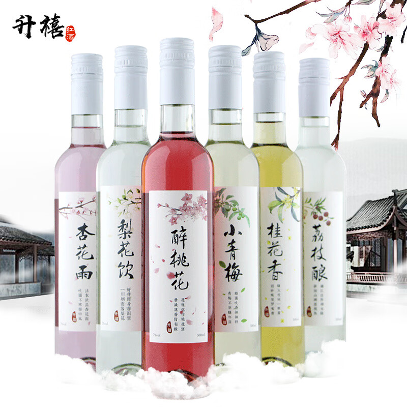 桃花酿桂花酒荔枝酒青梅酒果酒微醺少女酒气泡酒果酒女士低度甜酒6款组合装 图片价格品牌报价 京东