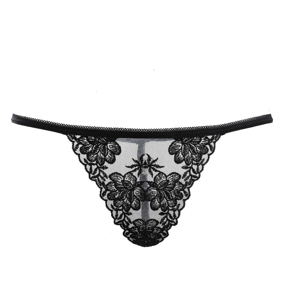 丁字裤免脱情趣透明诱惑裤头一片式无痕刺绣网纱一条线t裤裤衩一根绳