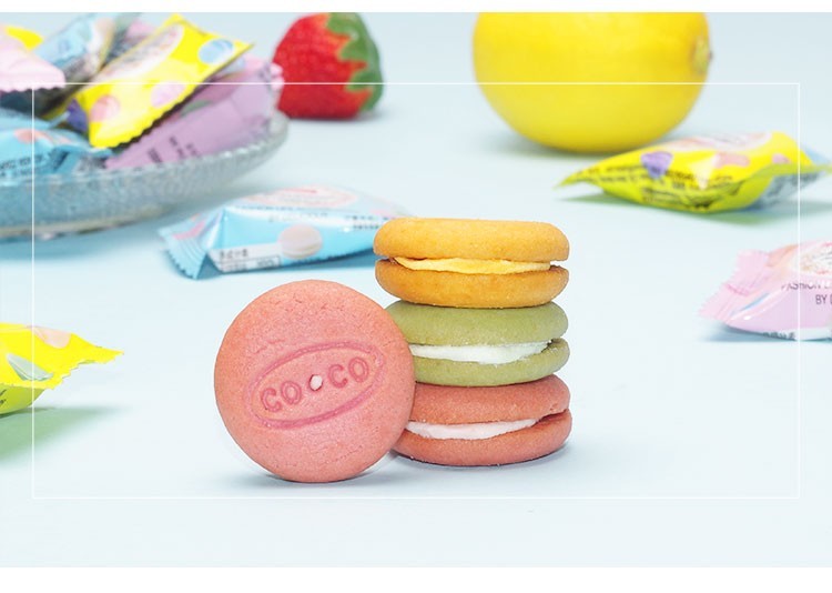 奶油柠檬味迷你夹心小饼干零食奶油味餸草莓味柠檬味实发3袋共1125g