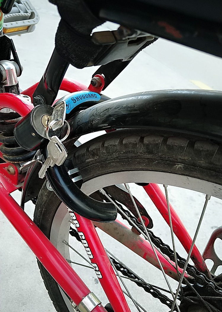 自行车车锁固定锁防盗锁老式圆圈锁单车钢管锁马蹄锁蟹钳锁弹簧锁可开