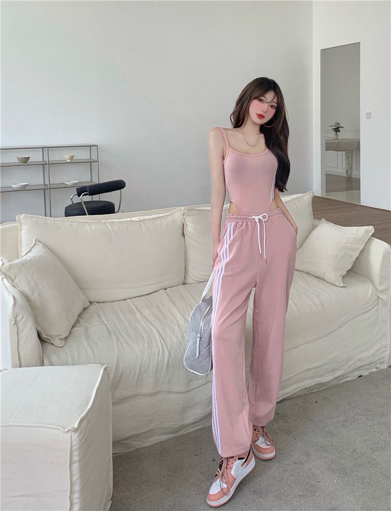 连体衣背心女性感吊带小背心女夏季ins潮不规则性感辣妹粉色紧身外穿