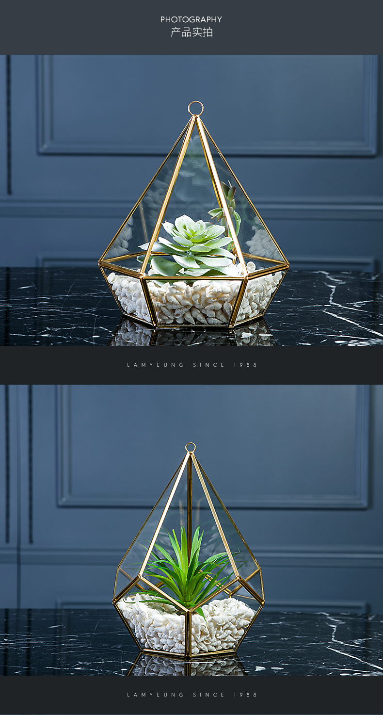 北欧几何玻璃罩永生花花房咖啡厅摆件装饰品卧室房间摆设创意家居新品