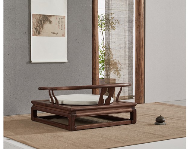 印青春新中式禅椅禅修椅禅意中国风盘腿冥想圈椅榫卯黑胡桃菩提椅打坐