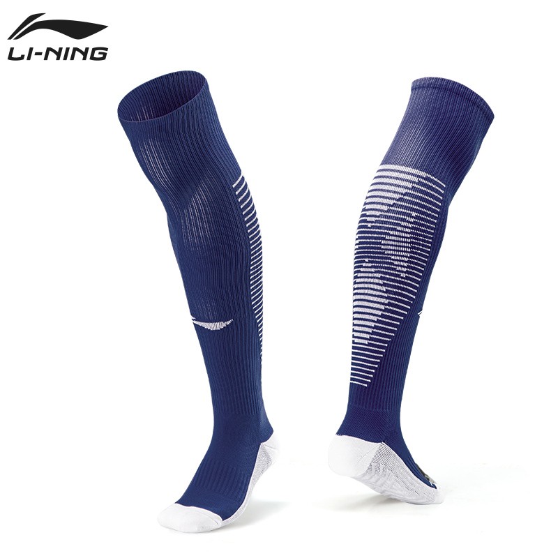 李宁足球袜防滑硅胶长筒儿童毛巾底学生男女运动训练足球袜子 黑色 aw