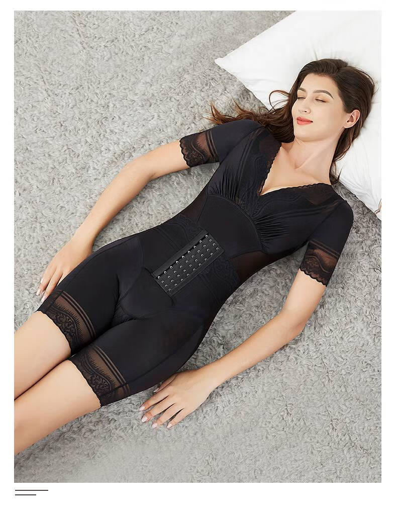 浪莎2021咖塑身计束腰衣女产后美体塑形连体全身束身收腹塑身衣黑色开