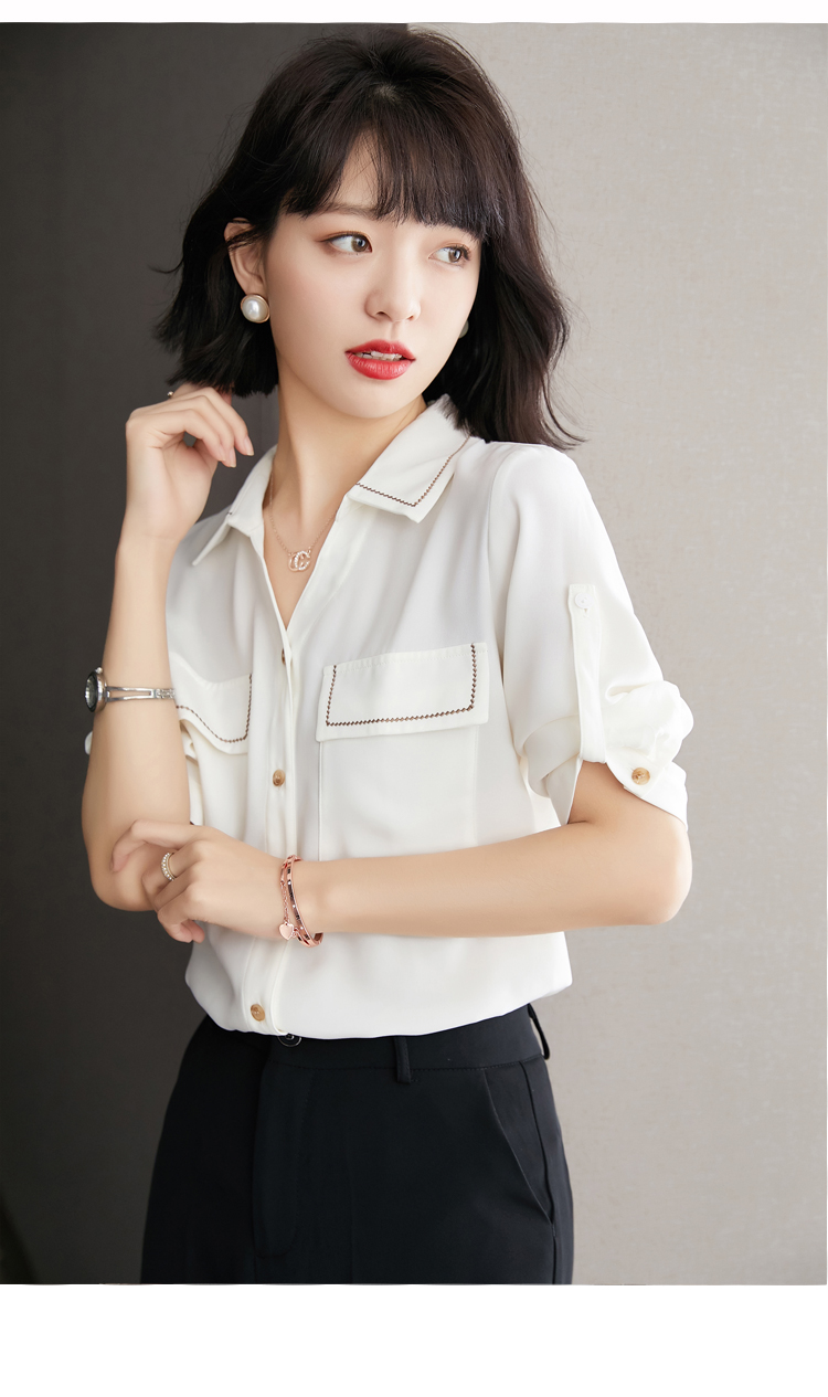 cuf香港潮牌雪纺衬衫气质短袖女装2021夏季新款时尚纯色职业上衣休闲