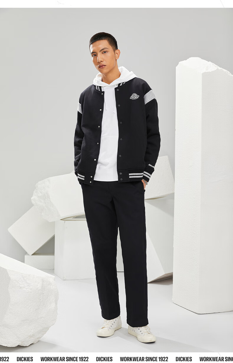 dickies2022春夏新款夹克男圆领宽松棒球衫潮流休闲外套dk010339黑色m
