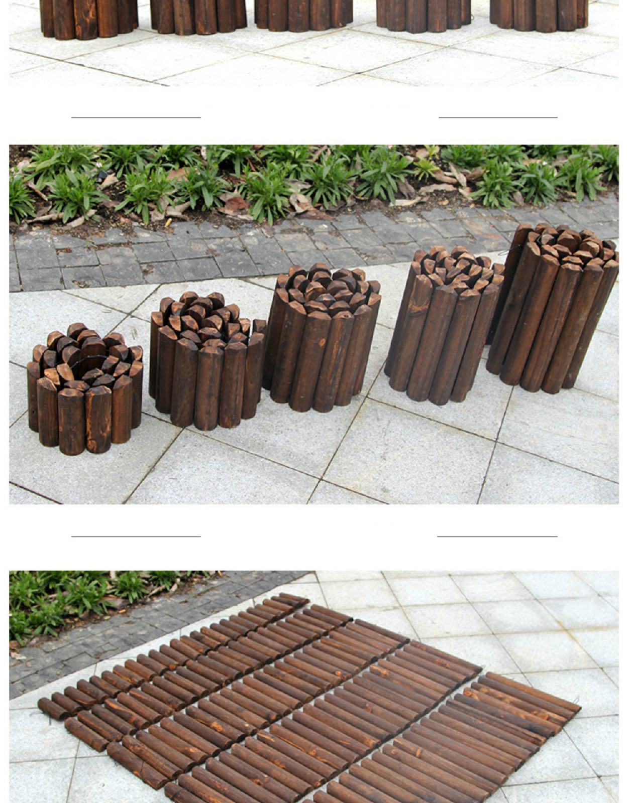 树坑围栏防腐木栅栏户外围栏护栏庭院室外隔断碳化室内小木桩装饰花园