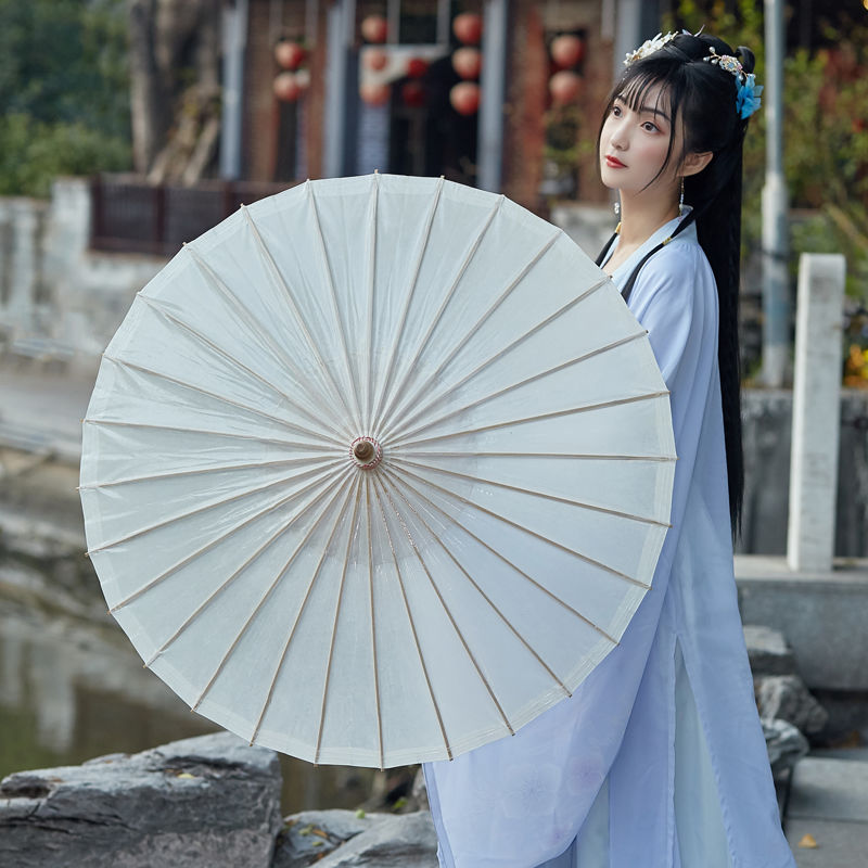 通用纯色油纸伞女汉服道具舞蹈伞古风防雨实用伞古装伞古代伞[纯色]