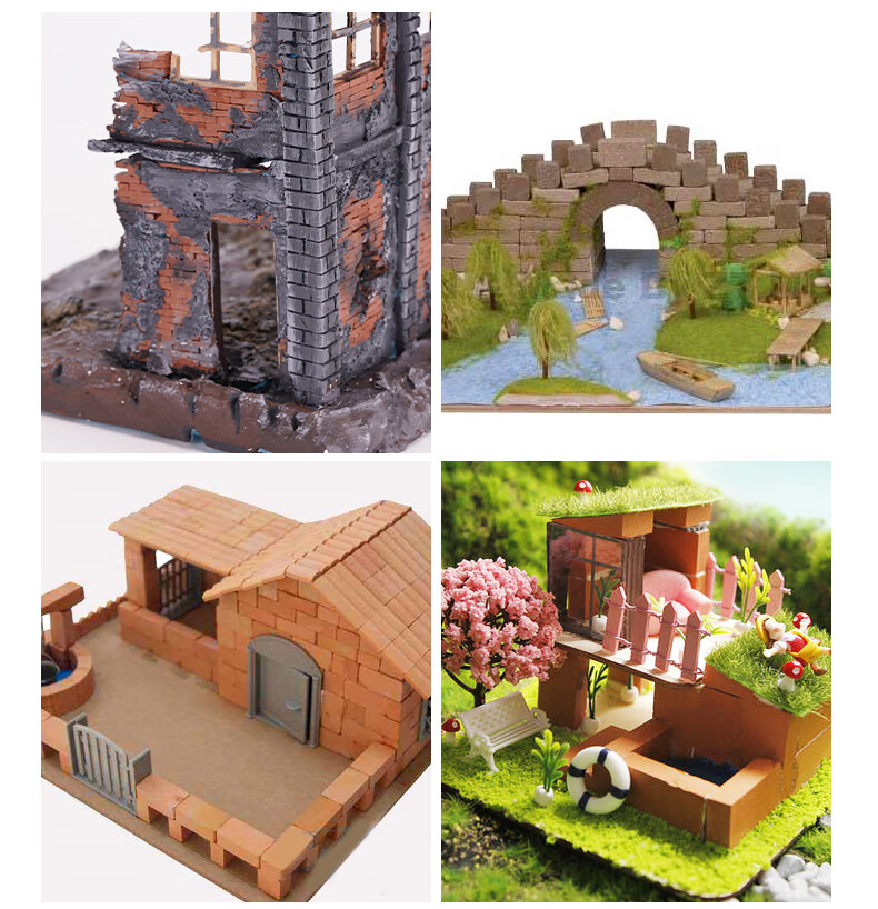 沙盘模型摆件diy手工材料微型建筑沙盘模型仿真红砖小迷你砖头砖块