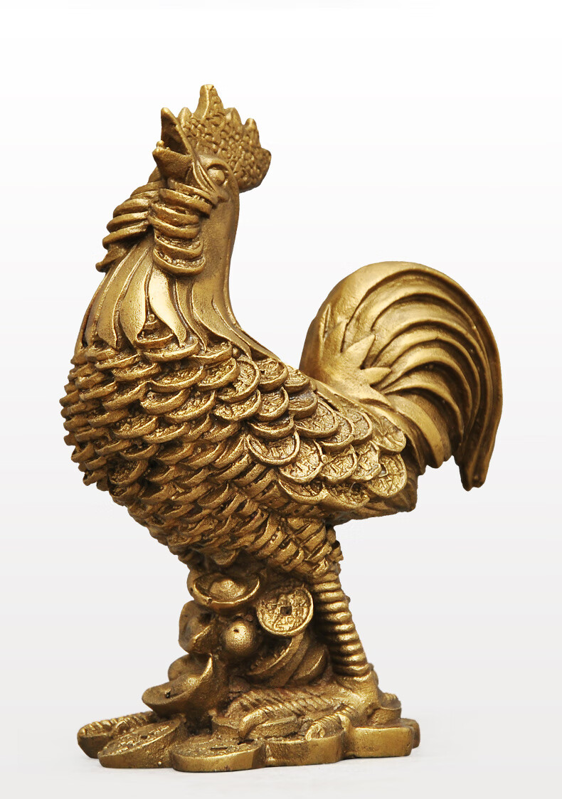 全铜鸡摆件风水一家鸡寓意铜公鸡摆件元宝金鸡家居客厅装饰品 8.