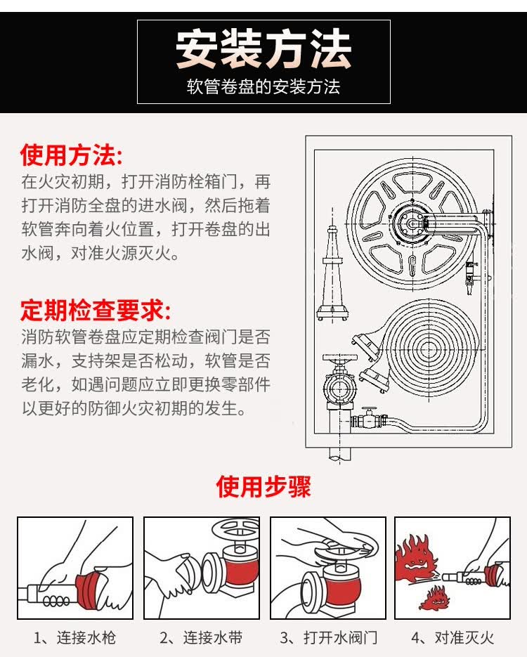 2022【新款】消防软管 自救卷盘 软盘带20米25米消防卷盘转盘管消火栓