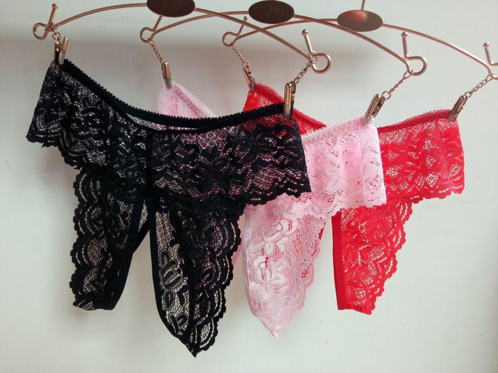 性感蕾丝加大码情趣内裤4xl开裆裤丁字c裤一件 红色 m