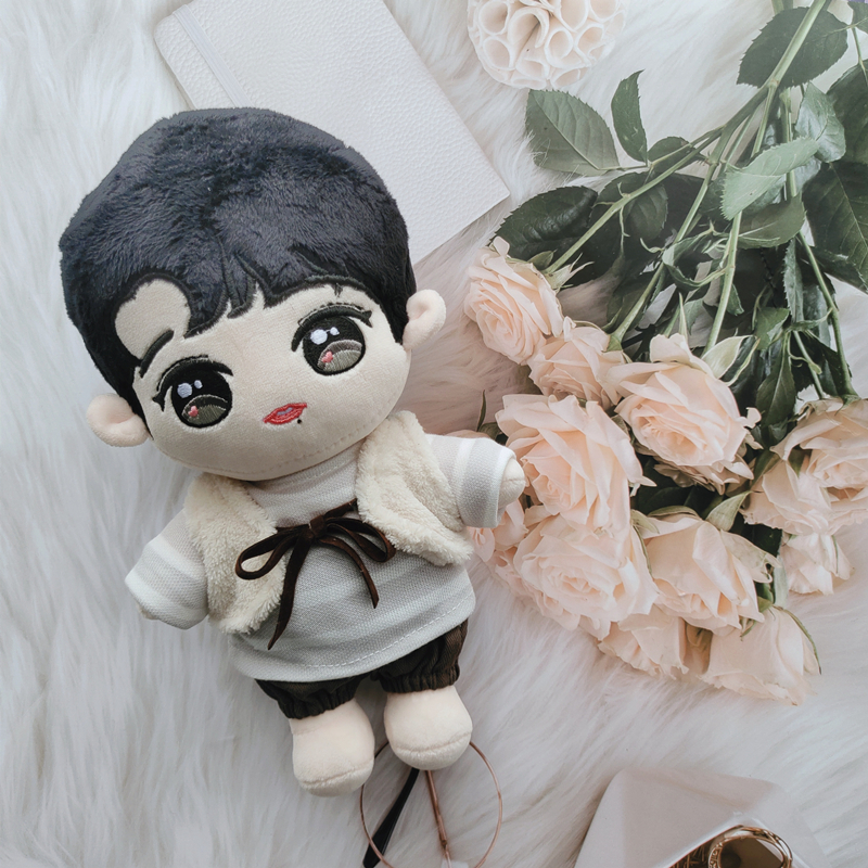 肖战公仔人形棉花娃娃同款玩偶q版博肖娃娃赞比毛绒玩具现货 帽  蓝白