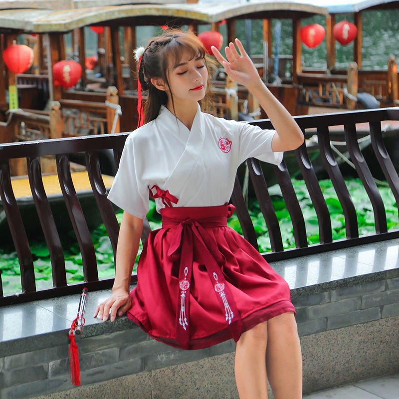 汉服女成人古装 汉服夏装女改良学生襦裙古装女装汉元素古风日常短裙