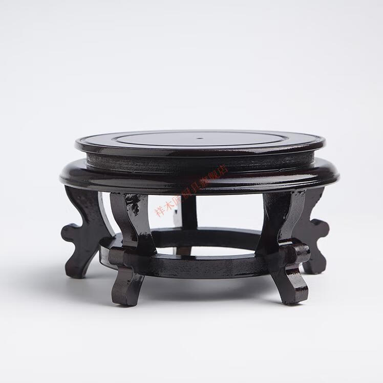 实木酒坛子底座 圆形花瓶酒坛花盆鱼缸底座压缩木质高脚花架实木工艺