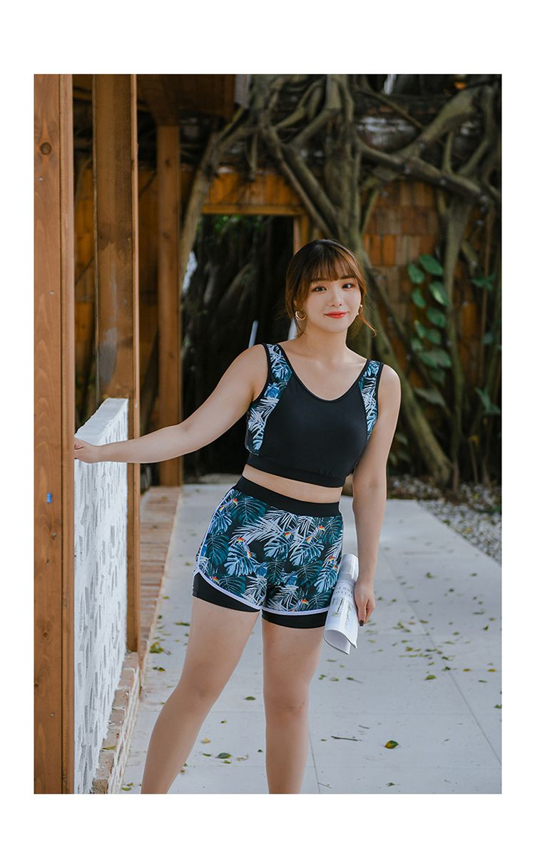 大码泳衣女遮肚200斤胖妹妹超大码显瘦宽松三件套保