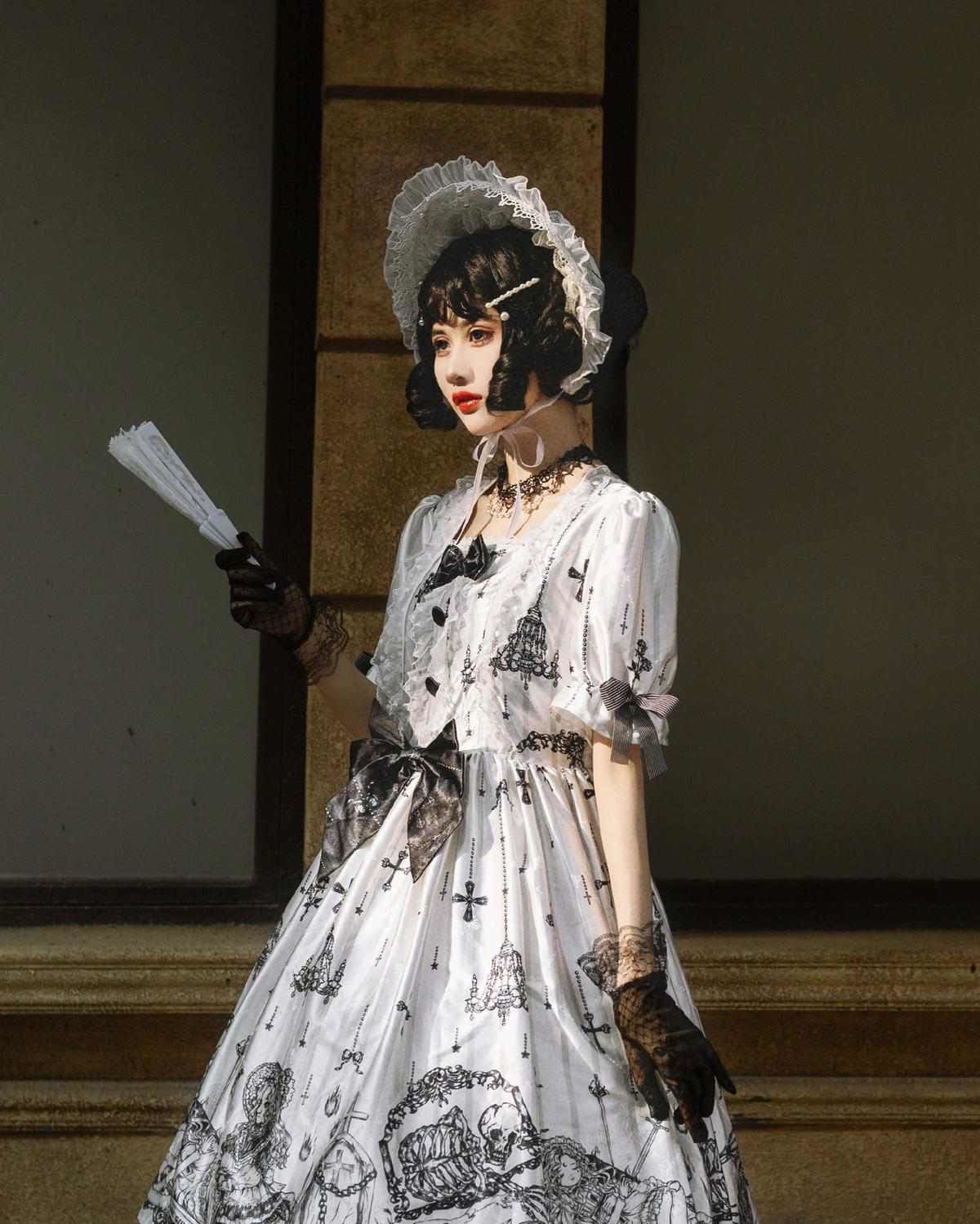 以舟洛丽塔洋装原创设计lolita墓囚少女哥特风暗黑系op连衣裙七夕节日