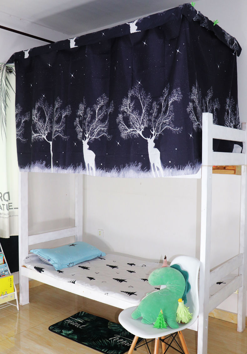 花仟陌带挂环绳子宿舍床帘大学生下铺女上铺遮光寝室遮光帘帘子黑猫