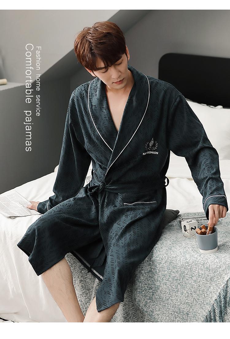 南极人品牌专卖夏天睡袍睡袍男棉春秋长款男士潮加大码浴袍睡衣日式款